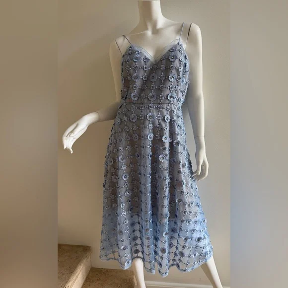 AIDAN MATTOX Blue Floral Spaghetti Strap Dress size 10 - Picture 2 of 8